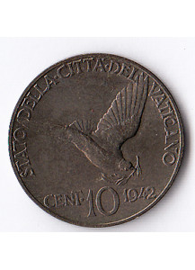 1942 - 10 centesimi Vaticano Pio XII Colomba in volo Fdc